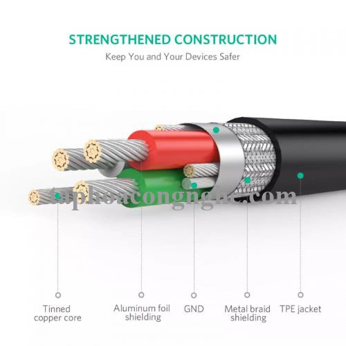 Ugreen 30891 0.5M màu Đen Cáp sạc đa năng USB sang MicroUSB + Lightning US165 30030891